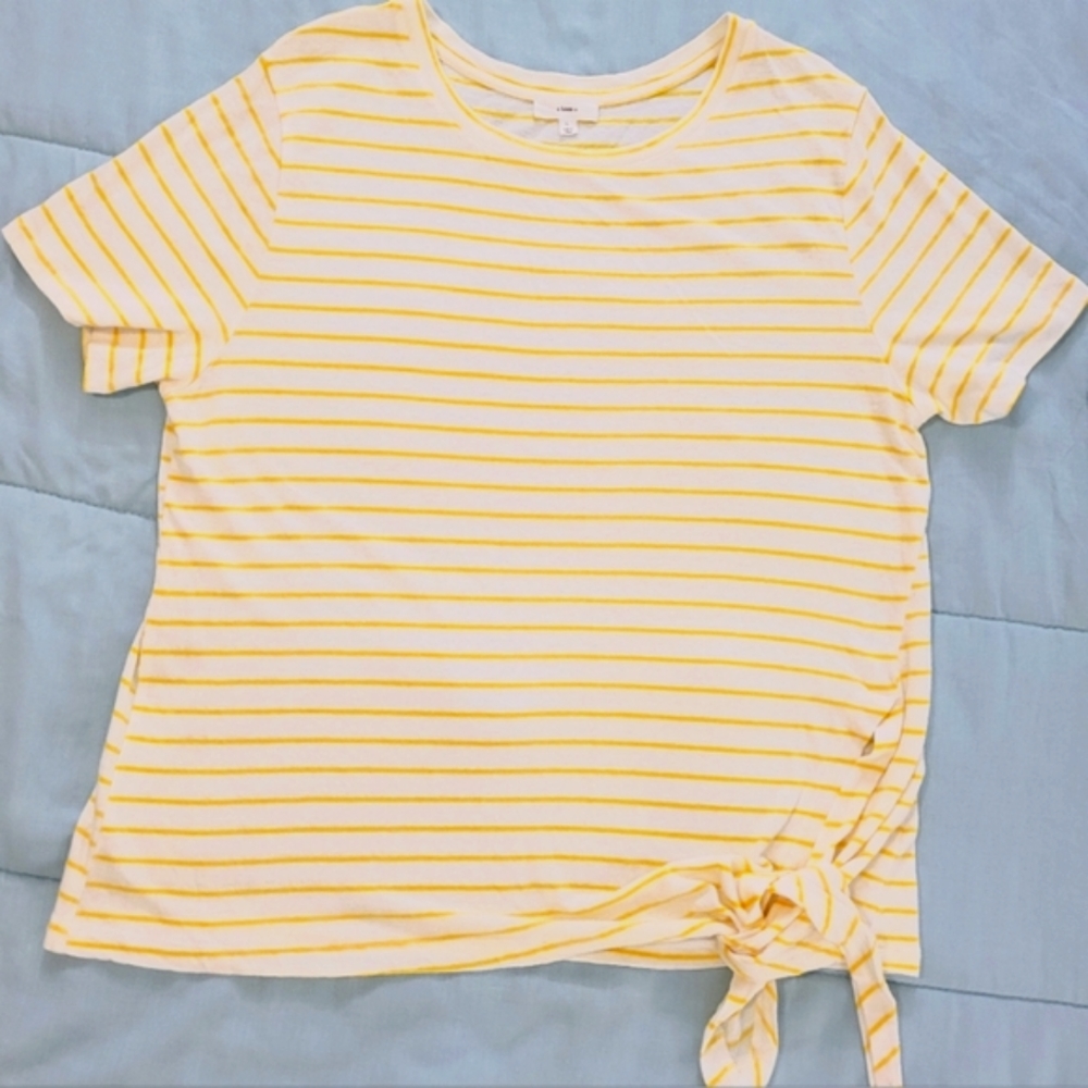 Women's Striped yellow/white short sleeve top